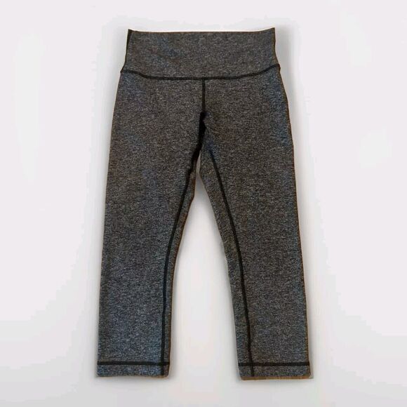 Lululemon Wunder Under Womens 8  Hi Rise Heathered Black Luxtreme 1/2 Tight - Picture 1 of 7